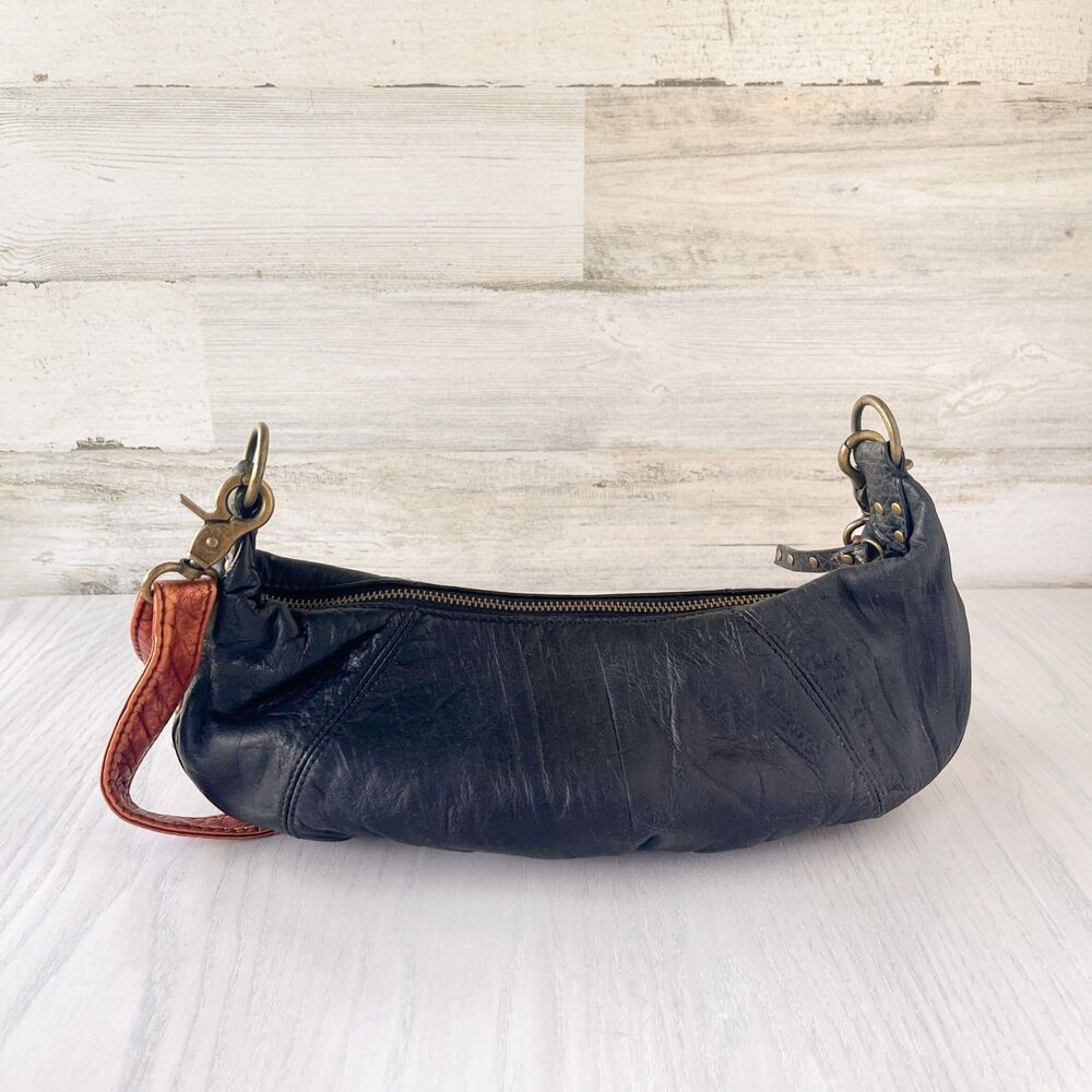 Vintage Y2K Steve Madden Black Crescent Hobo Shoulder Bag Crossbody